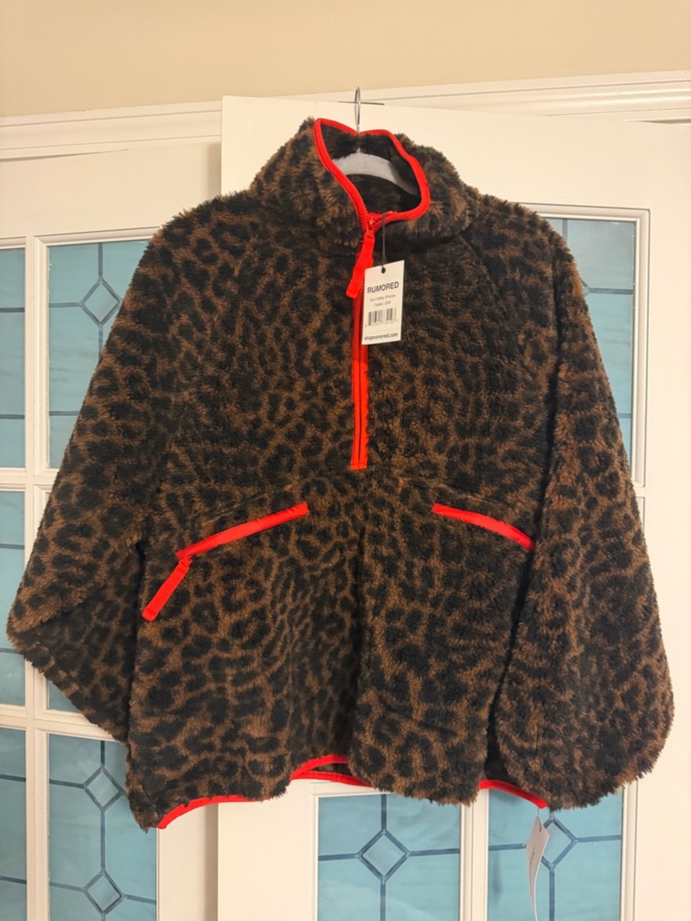 Rumored Brown Leopard Sherpa with Red Trim